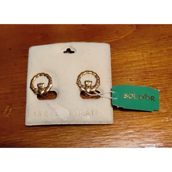 18K GoldIrish Wedding Band SOL D'OrR Clip On Earrings